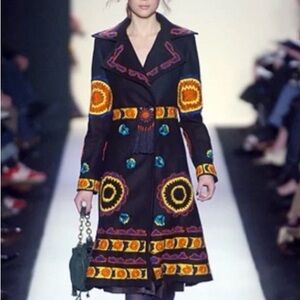 Embroidered Black Jacket with Multicolor Accents